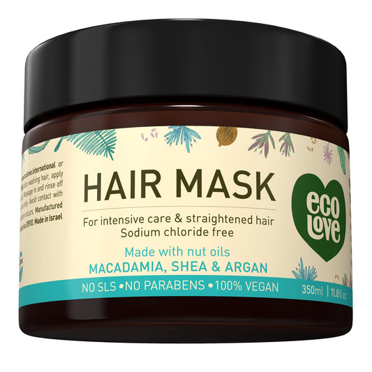 ecoLove Hair Mask, Natural Deep Conditioning, 11.8 oz, Macadamia, Shea Moisture, Argan Oil, No SLS or Parabens Vegan and Cruelty-Free