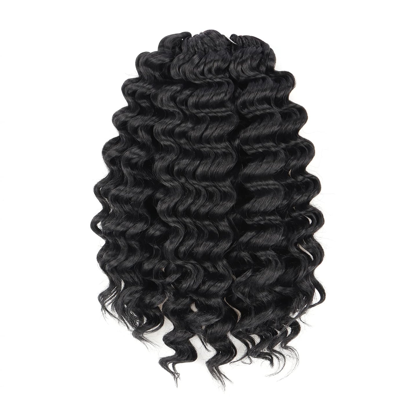 Toyotress Beach Ocean Wave Crochet Hair - 10 Inch 8 Packs Natural Black Crochet Braids Deep Ocean Wave, Short Bob Wavy Curly Synthetic Braiding Hair Extensions (10 Inch, 1B-8P)