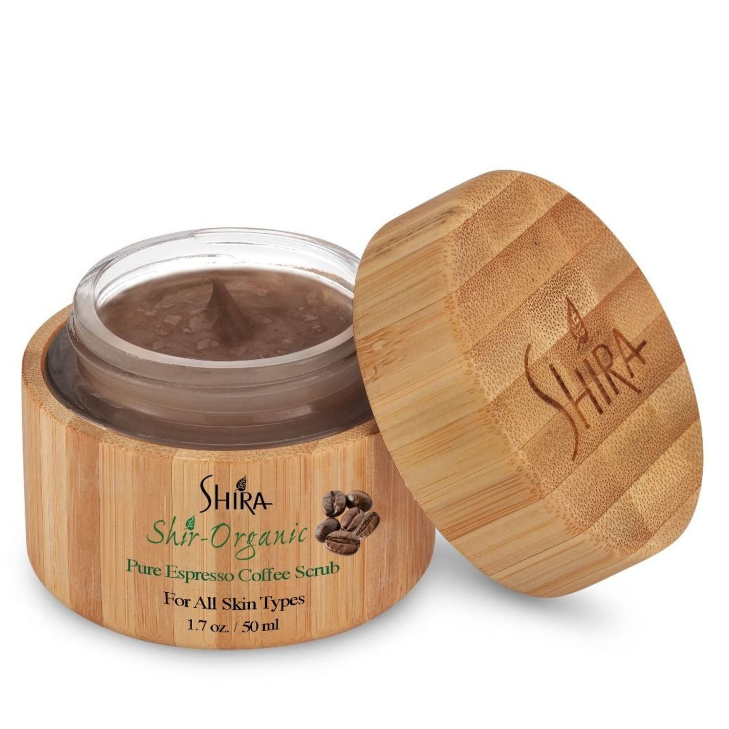 Shira-Organic Pure Espresso Coffee Scrub, Exfoliate for face, Improves Wrinkles and Fine lines, Promotes Skin Rejuvenation For Women, Men (50ML)