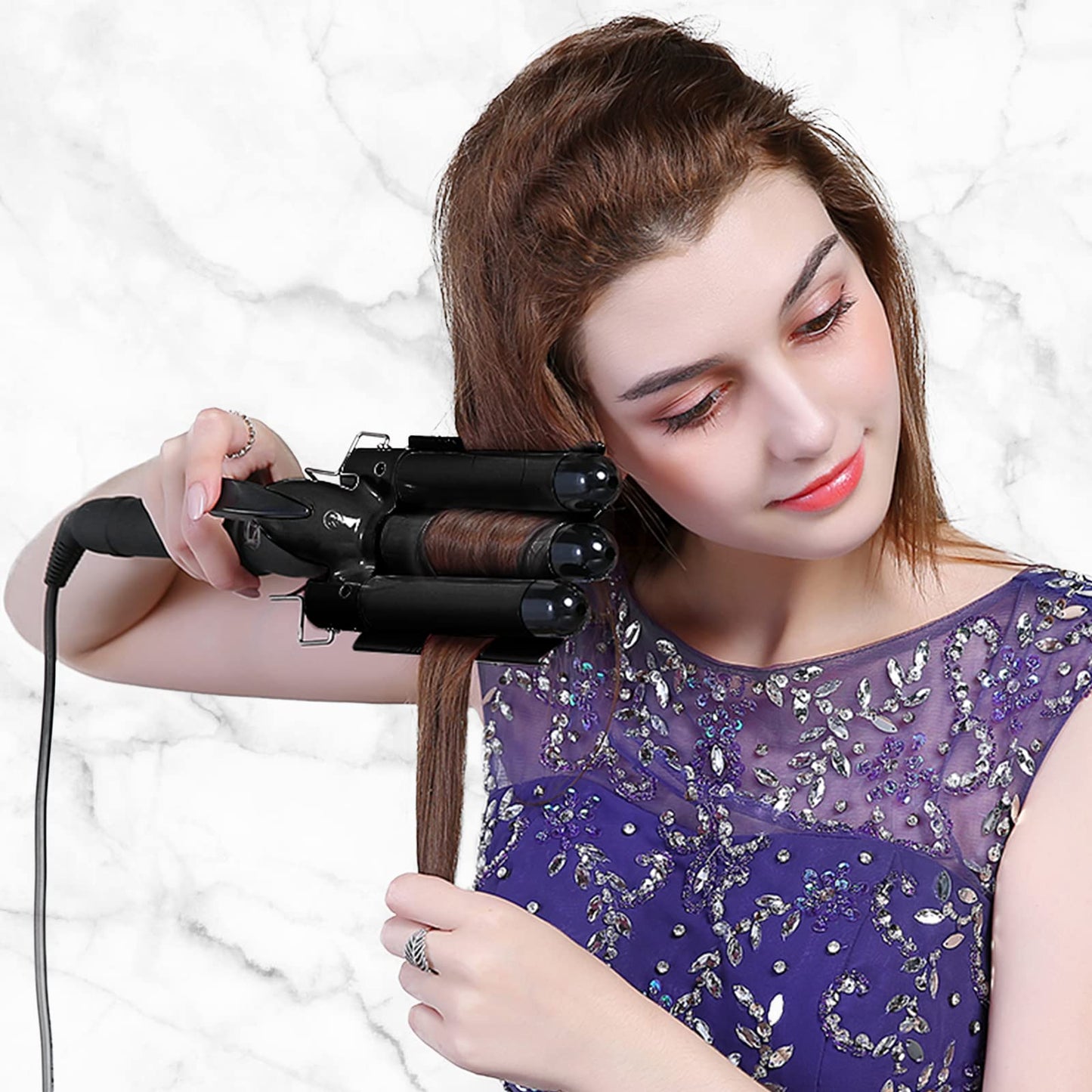 SOMOYA 25mm Black Ceramic Hair Iron - Heats Up Fast, Protects Hair, Adjustable Temperature