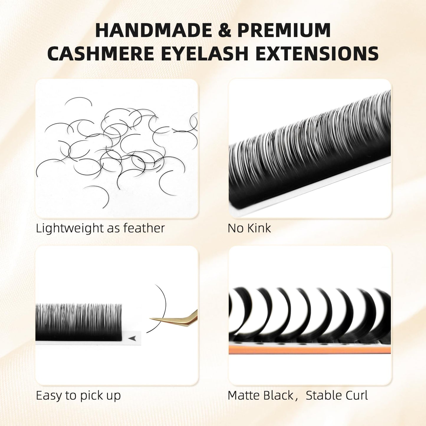 ABONNIE Classic Lash Extensions, Premium Cashmere Individual Lash Extensions, 0.07 Thickness C Curl Lash Extensions, 8mm Lash Tray, Semi Permanent Eyelashes, Professional Salon Use(0.07-C, 8mm)