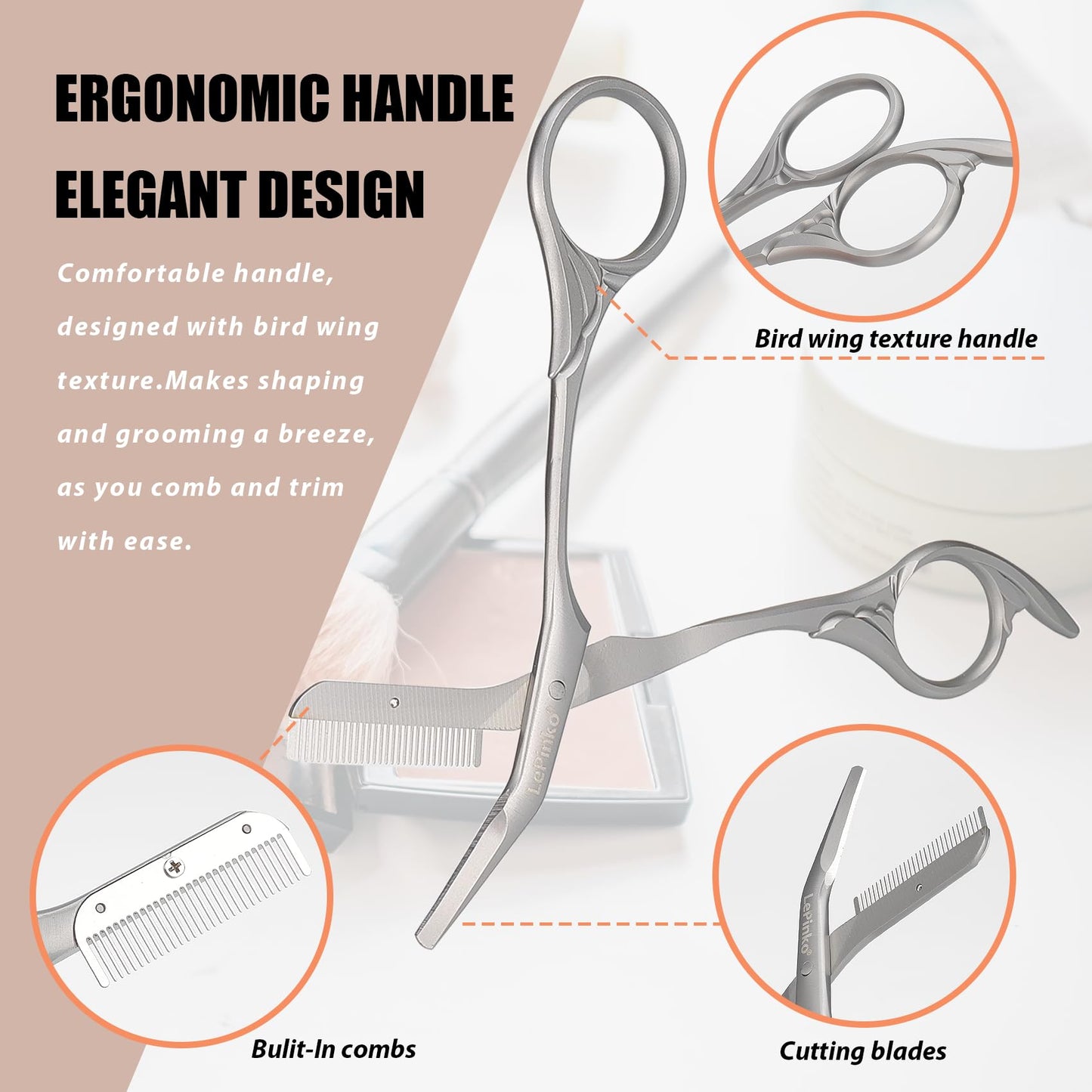 Eyebrow Trimming Scissors with Combs and Facial Hair Grooming Scissors Set