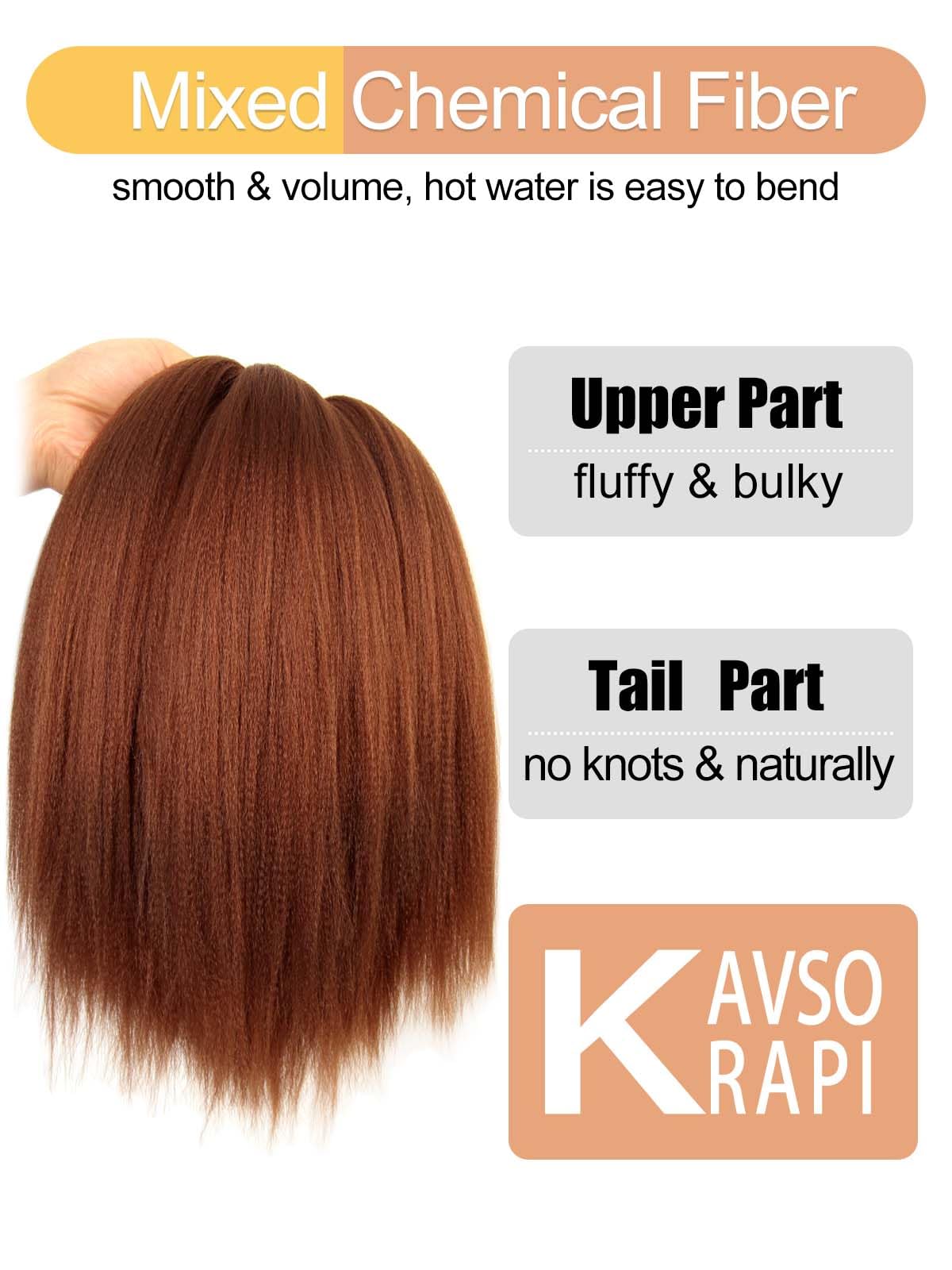 KAVSORAPI Ginger Braiding Hair 12 Inch Pre Stretched Hair Short Straight Crochet Braids Yaki Texture Synthetic Fiber 8 Packs (350#/Ginger)