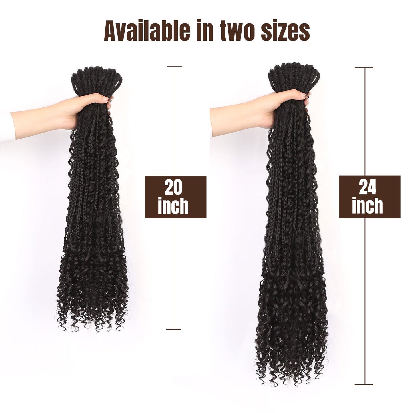 WIGNEE 20 Inches 20 Strands Double Ended Dreadlock Extensions Boho Curly Braid in Dreadlock Extensions Synthetic Double Ended Dreadlock Extensions for White Women (20 Inch，1B)