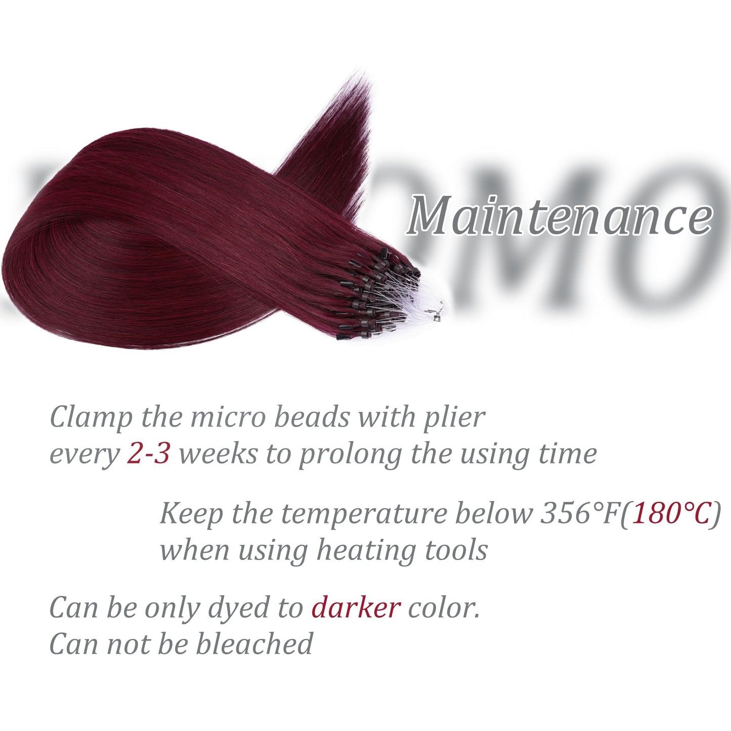 Micro Link Hair Extensions Human Hair 30g 22inch(#99J) Wine Red Microlink Hair Extensions Human Hair Microbead Hair Extensions Microlink Hair Extensions Micro Link Hair Extensions For Women