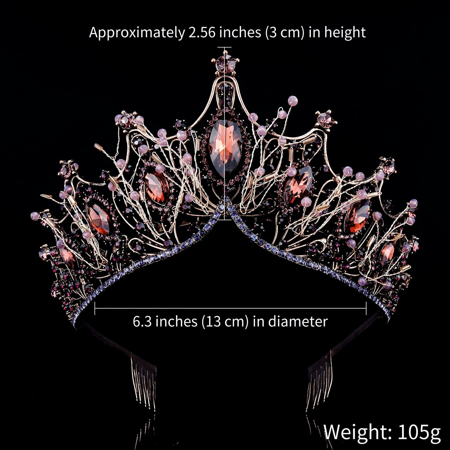 COCIDE Bronze Crowns for Women Tiaras for Women Crystal Rhinestones Baroque Tiara for Girls Bead Queen Princess Hair Accessories for Mermaid Birthday Party Bride Prom Halloween Costume Cosplay