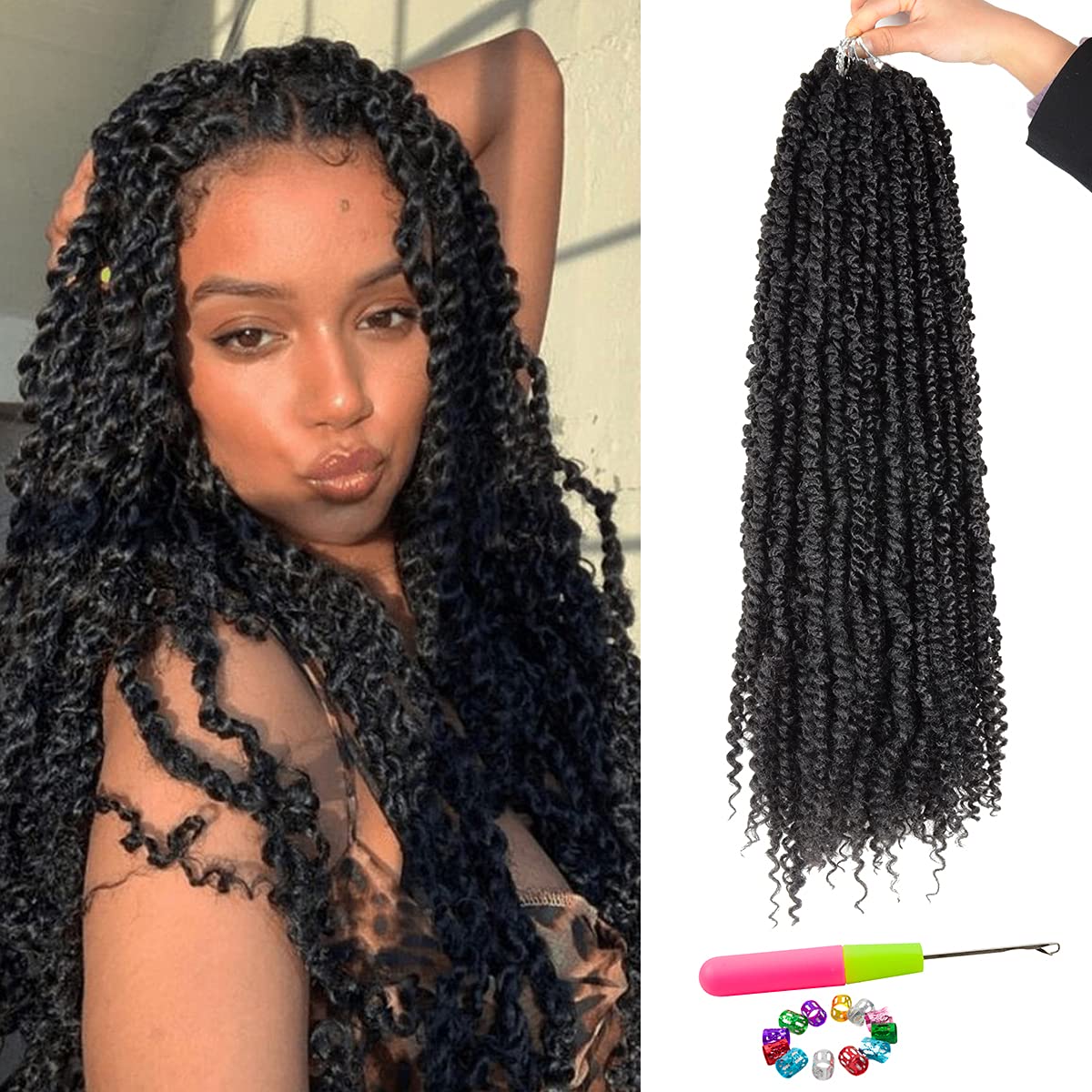 Passion Twist Hair - 8 Packs 24 Inch Passion Twist Crochet Hair For Black Women, Crochet Pretwisted Curly Hair Passion Twists Synthetic Braiding Hair Extensions(24 Inch 8 Packs, 1B)