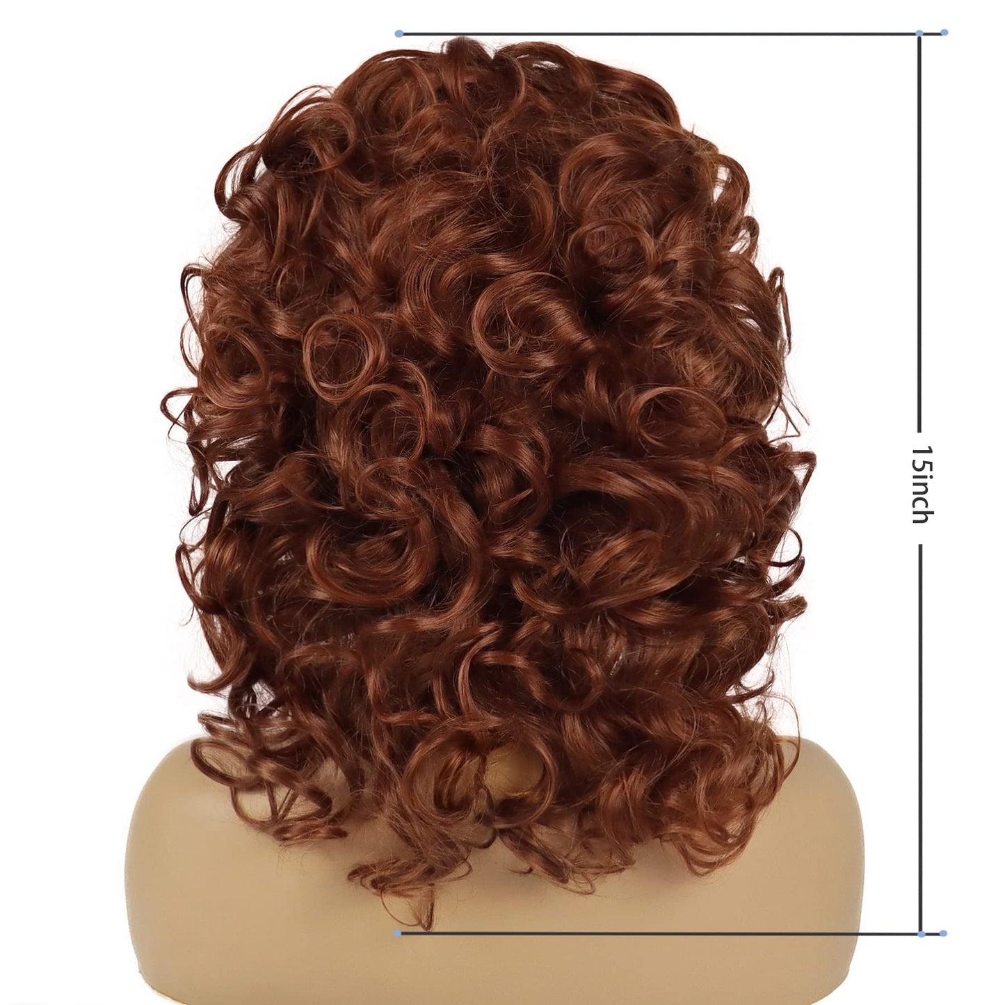 GNIMEGIL Short Curly Wigs for Women Soft Big Curly Auburn Wig with Bangs Afro Kinky Curls Heat Resistant Synthetic Wig for Young Lady Natural Wig