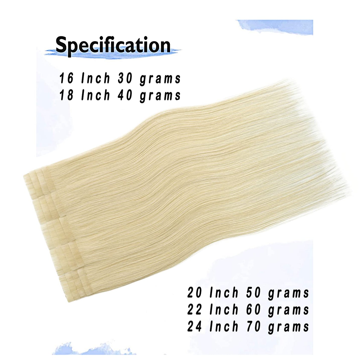 Tape In Human Hair Extensions Remy Human Hair Extensions 22 In #60 Platinum Blonde 22inch 60g 20pcs Invisible Seamless Skin Weft