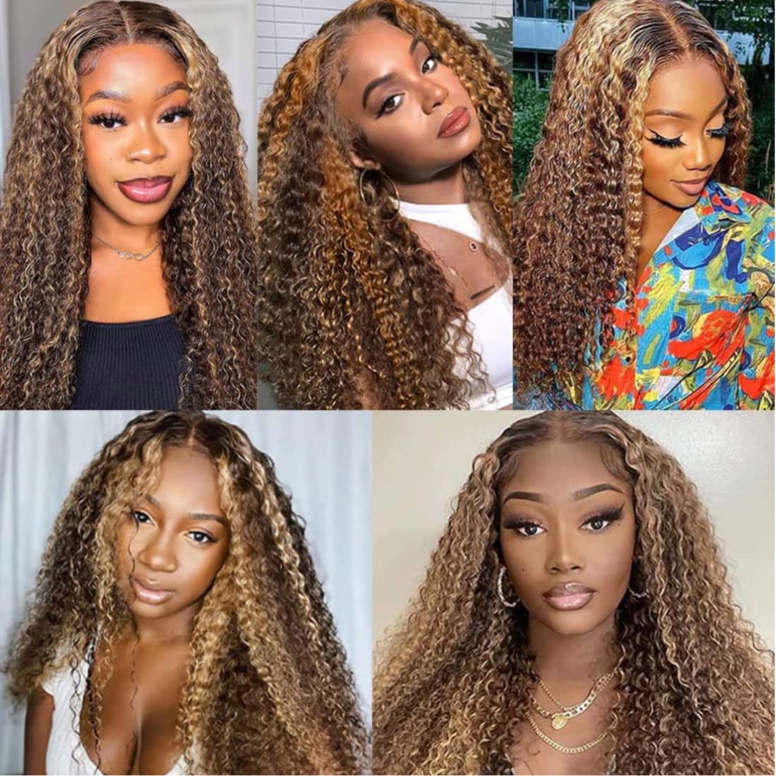 Sunber Human Hair Bundle Honey Blonde Highlight Curly Human Hair Weave Bundle 12A Brazilian Remy TL412 Highlights Balayage Color 18"Inch Human Hair Weave Sew in Extension