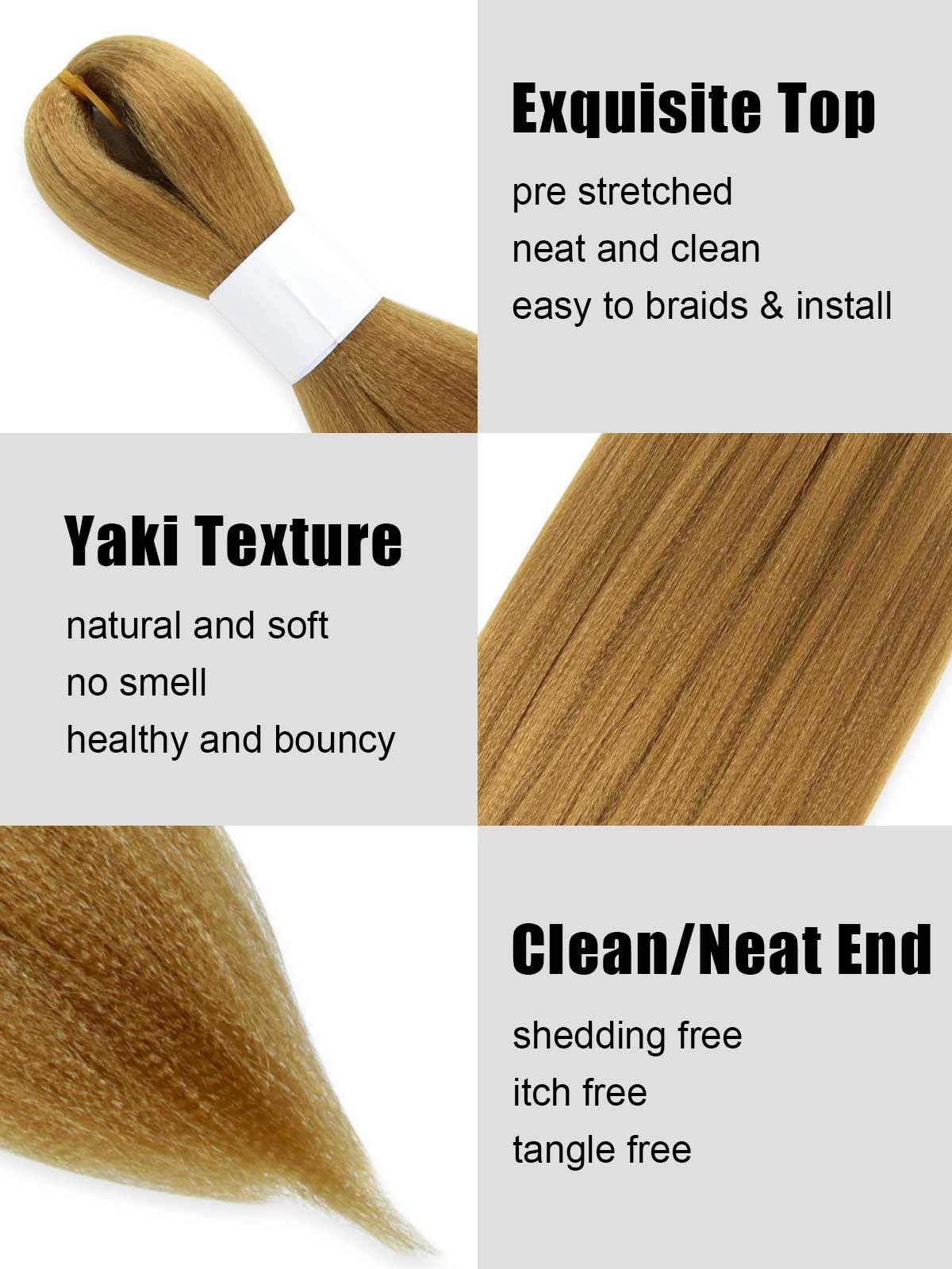 KAVSORAPI Blonde Braiding Hair 16 Inch Pre Stretched Hair Short Straight Crochet Braids Yaki Texture Synthetic Fiber 8 Packs (27#/Honey Blonde)