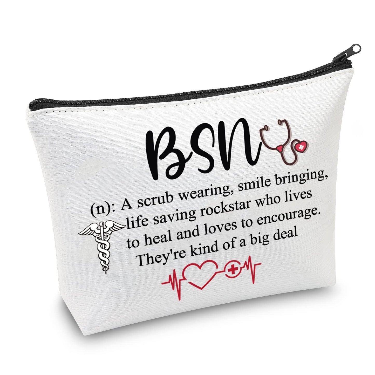 CMNIM BSN Gifts Bachelor of Science in Nursing Graduation Gifts Cosmetic Makeup Bag BSN RN Gifts for Coworkers (BSN Makeup Bag white)