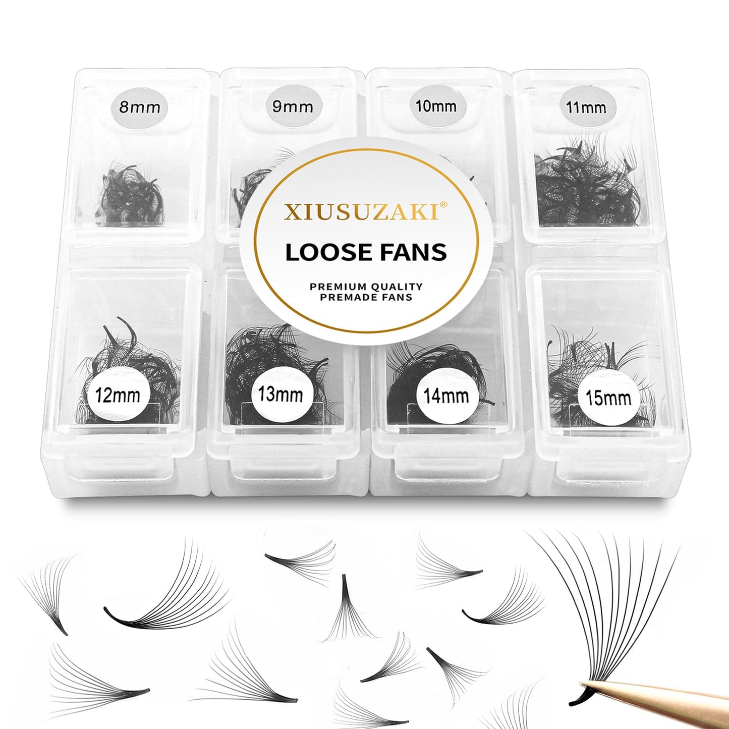 Premade Fans Eyelash Extensions 600 Fans 14D Volume Lash Extensions 0.03 Thickness Eyelash Extension D Curl Premade Lash Fans Mix 8-15mm Fluffy Soft Handmade Loose Fan(600Fans-14D-0.03-D,8-15mm)