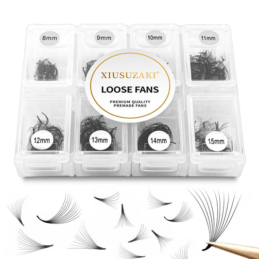 Premade Fans Eyelash Extensions 600 Fans 14D Volume Lash Extensions 0.03 Thickness Eyelash Extension D Curl Premade Lash Fans Mix 8-15mm Fluffy Soft Handmade Loose Fan(600Fans-14D-0.03-D,8-15mm)