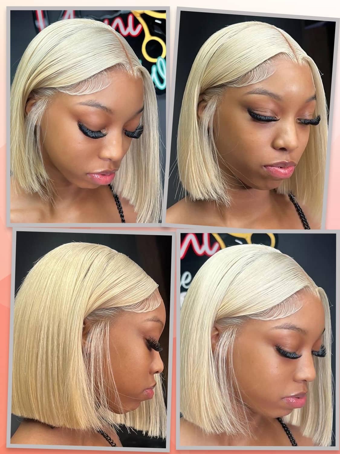 liddywig 613 Blonde Bob Wig Human Hair 13x4 Blonde Lace Front Bob Wigs Human Hair Pre Plucked With Baby Hair 180% Density Glueless Honey Blonde Short Bob Wig For Women 10inch