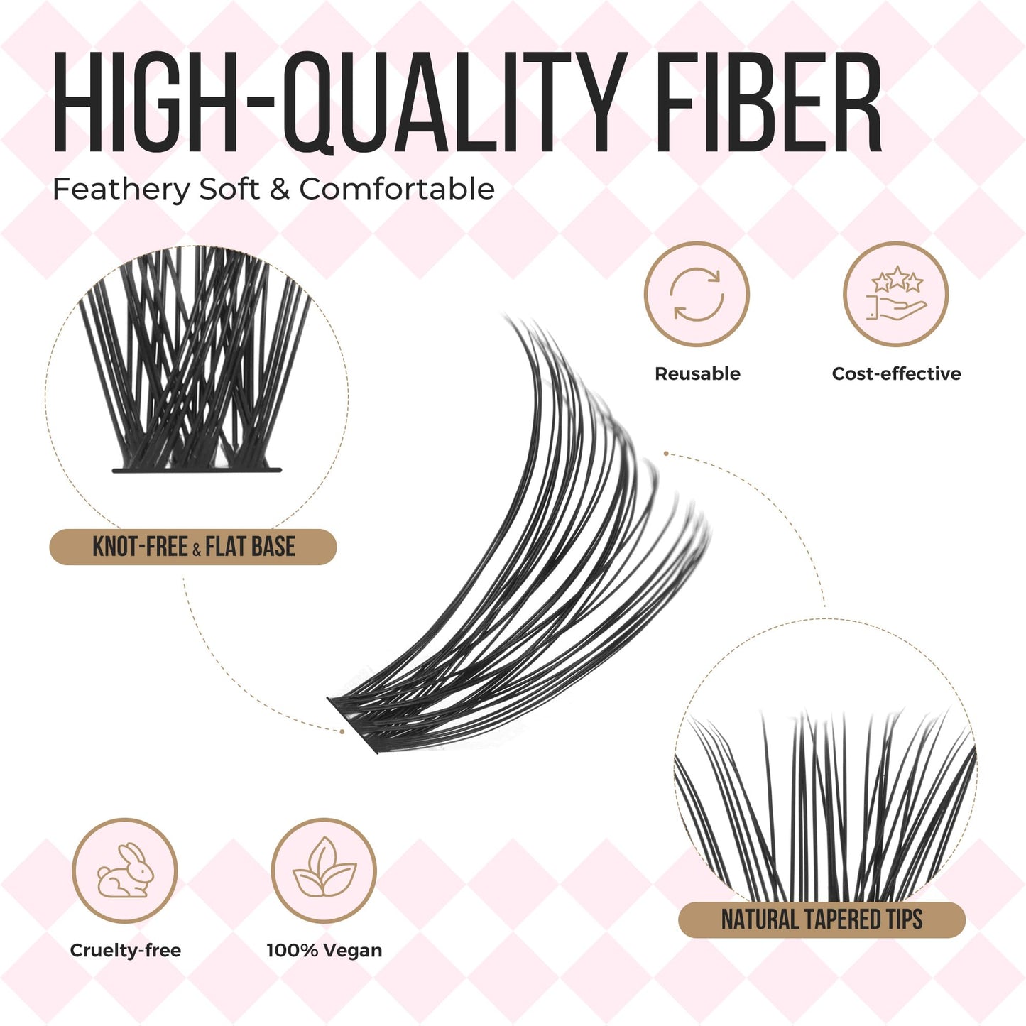 LASHVIEW Lash-Extension-Clusters 280pcs D Curl Lash Clusters Natural Look Cluster Lashes Extensions Super Thin Band & Soft Lashes Reusable 9-16mm MIX (40D)