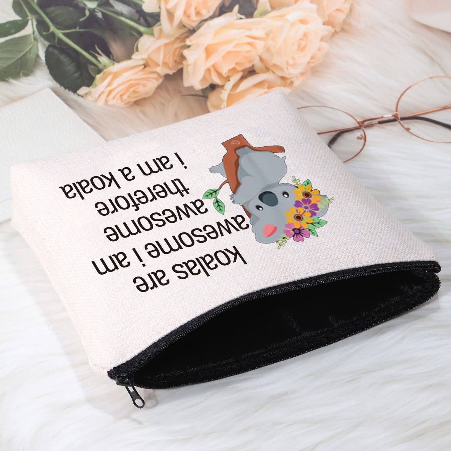 POFULL Koala Bear Gift Koala Accessories Bag Animal Lovers Makeup Bag Zipper Purse koalas are Awesome Cosmetic Bag Koala Lover Gifts (koalas are awesome bag)