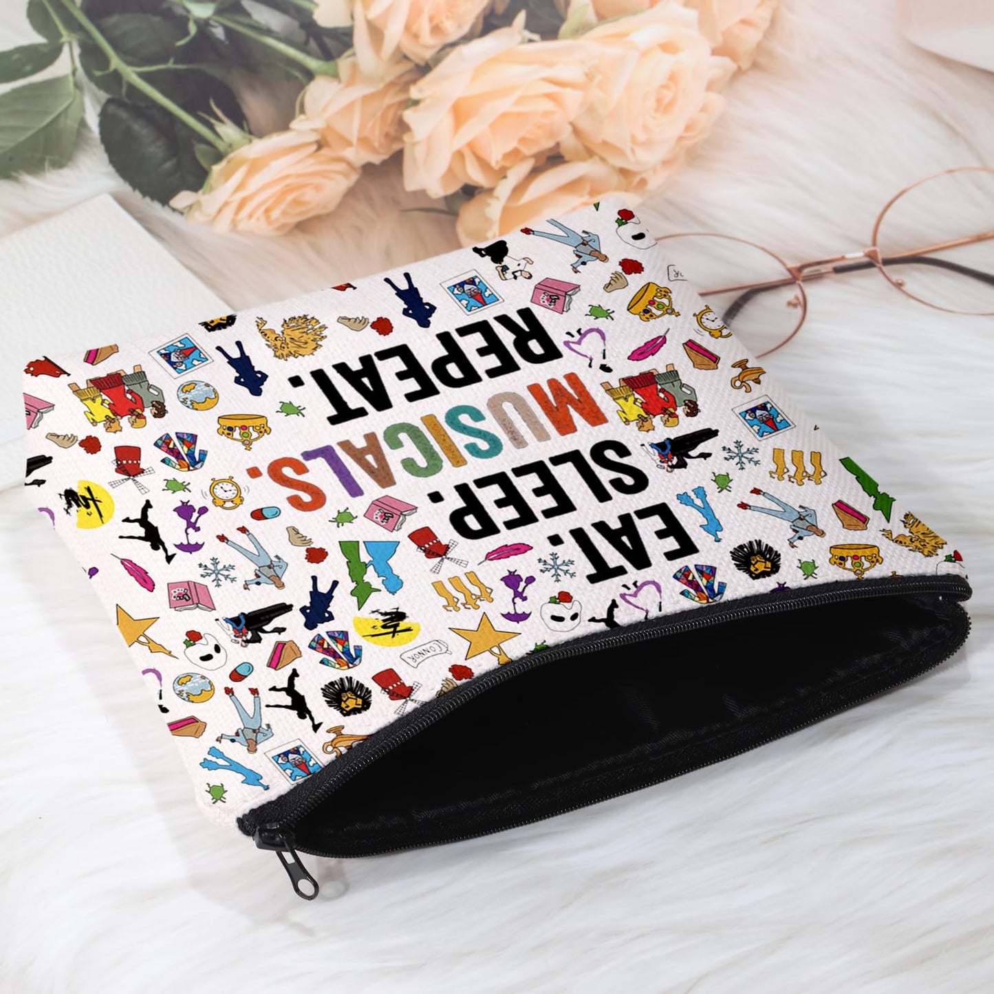 POFULL Broadway Acting Gift Musical Theatre Gift (Eat Sleep Musicals Cosmetic Bag)