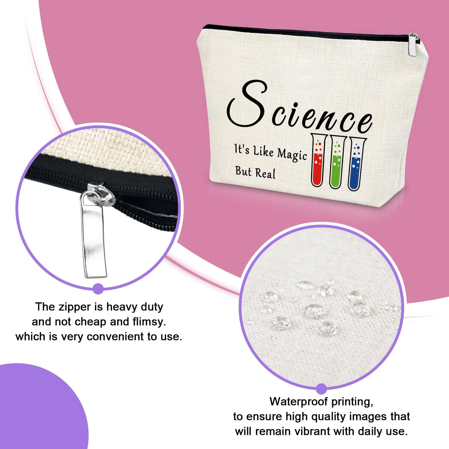 Sazuwu 3PCS Science Gifts Makeup Bag Teacher Appreciation Gifts for Women Science Student Graduation Gifts Scientist Lovers Cosmetic Bag Chemistry Science Gift Birthday Christmas Gifts