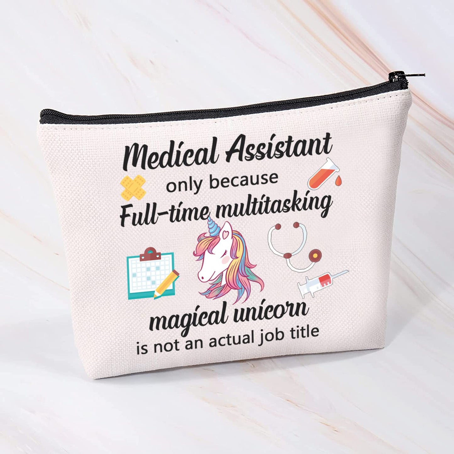 MBMSO Medical Assistant Makeup Bag MA Gift for Nurse Medical Assistant Graduation Gift Cosmetic Pouch Bag Unicorn Bag (Medical Assistant bag)