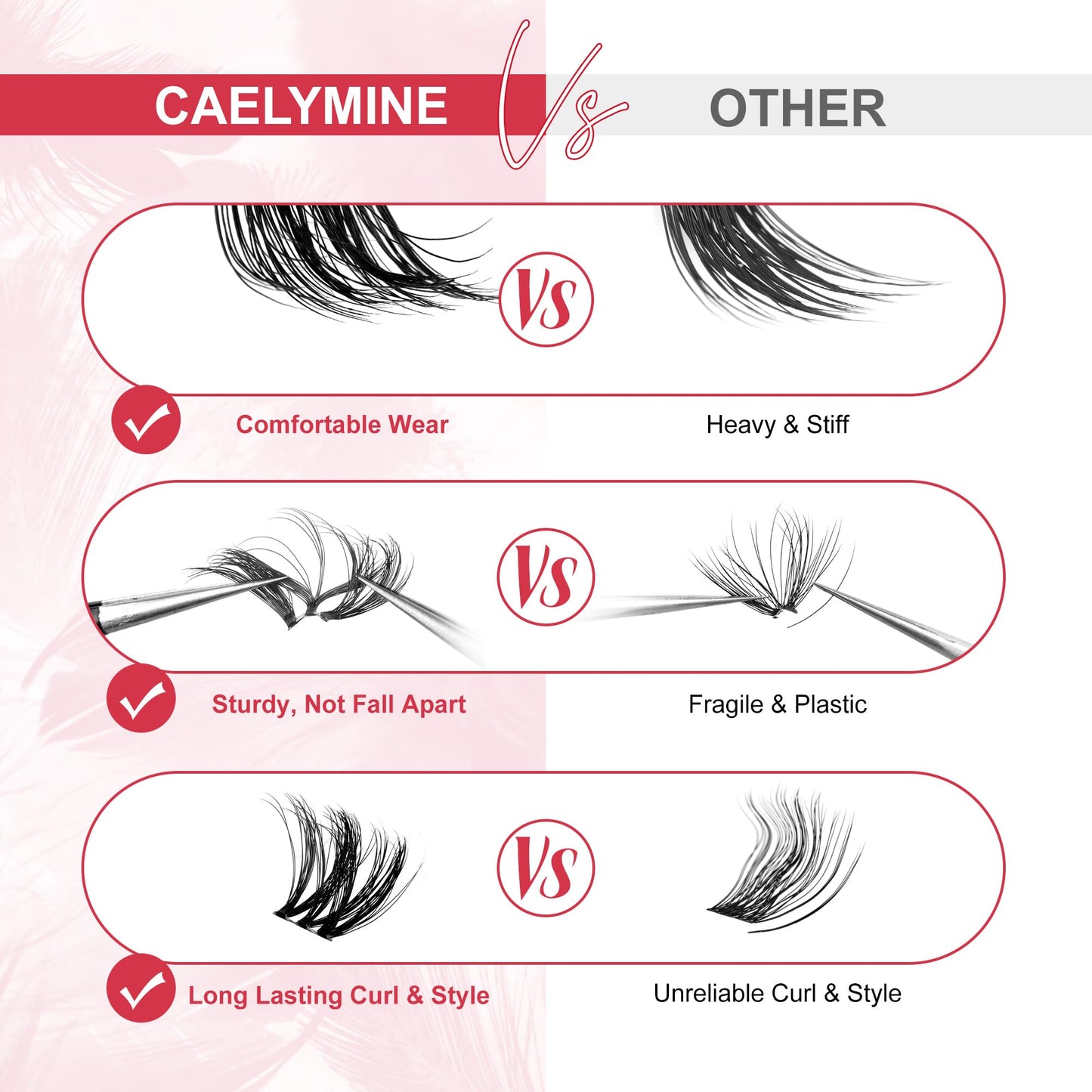 CAELYMINE Lash Clusters 3D Effect Eyelash Clusters Fluffy Cluster Eyelash Extensions Wispy Eyelashes Volume Look With Long Lasting Curl Cluster Lashes (BDD11,10-16mm)