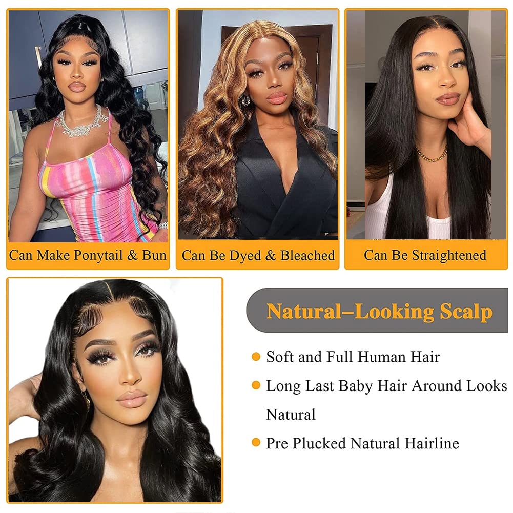 Body Wave Bundles Human Hair 26 Inch 10A Grade One Single Bundle Human Hair Body Wave for Black Women Unprocessed Brazilian Virgin Hair Extensions Human Hair Bundles Body Wave Natural Black