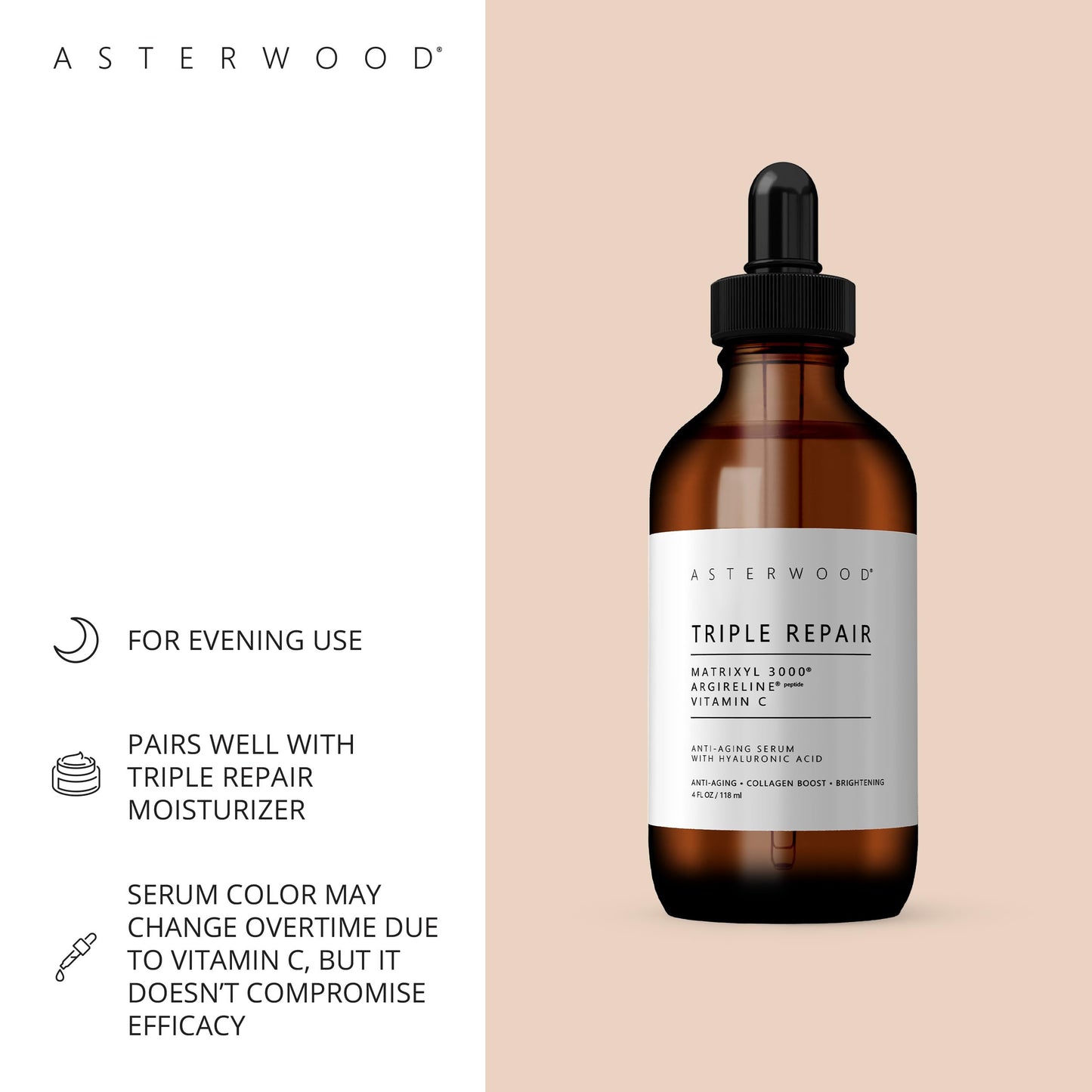 Asterwood Hyaluronic Acid Serum 4 oz + Triple Repair Matrixyl 3000 4 oz