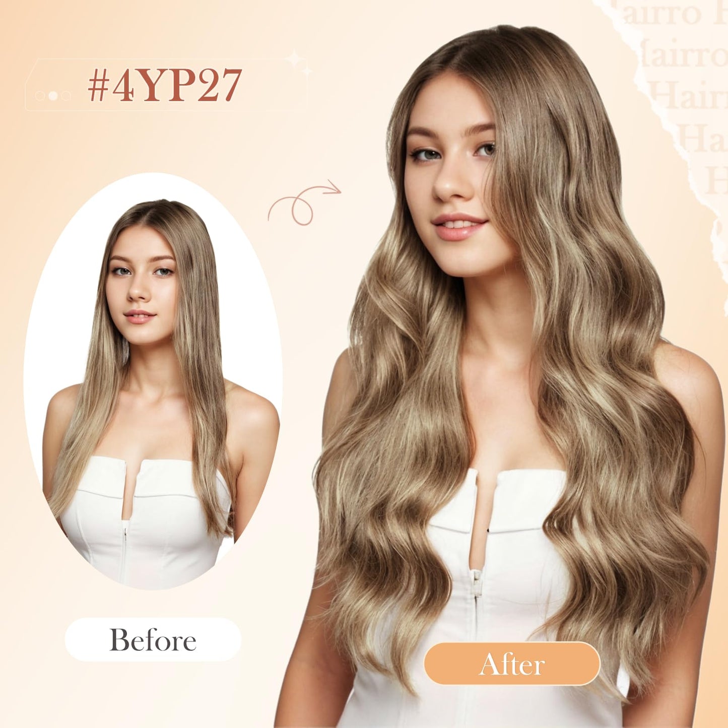 Hairro U Tip Human Hair Extensions Micro Ring Keratin Glue U-tip Hot Fusion Remy Hair Balayage Highlight Color 18 inch 50g 50 Strands #4YP27 Medium Brown Mixed with Dark Blonde