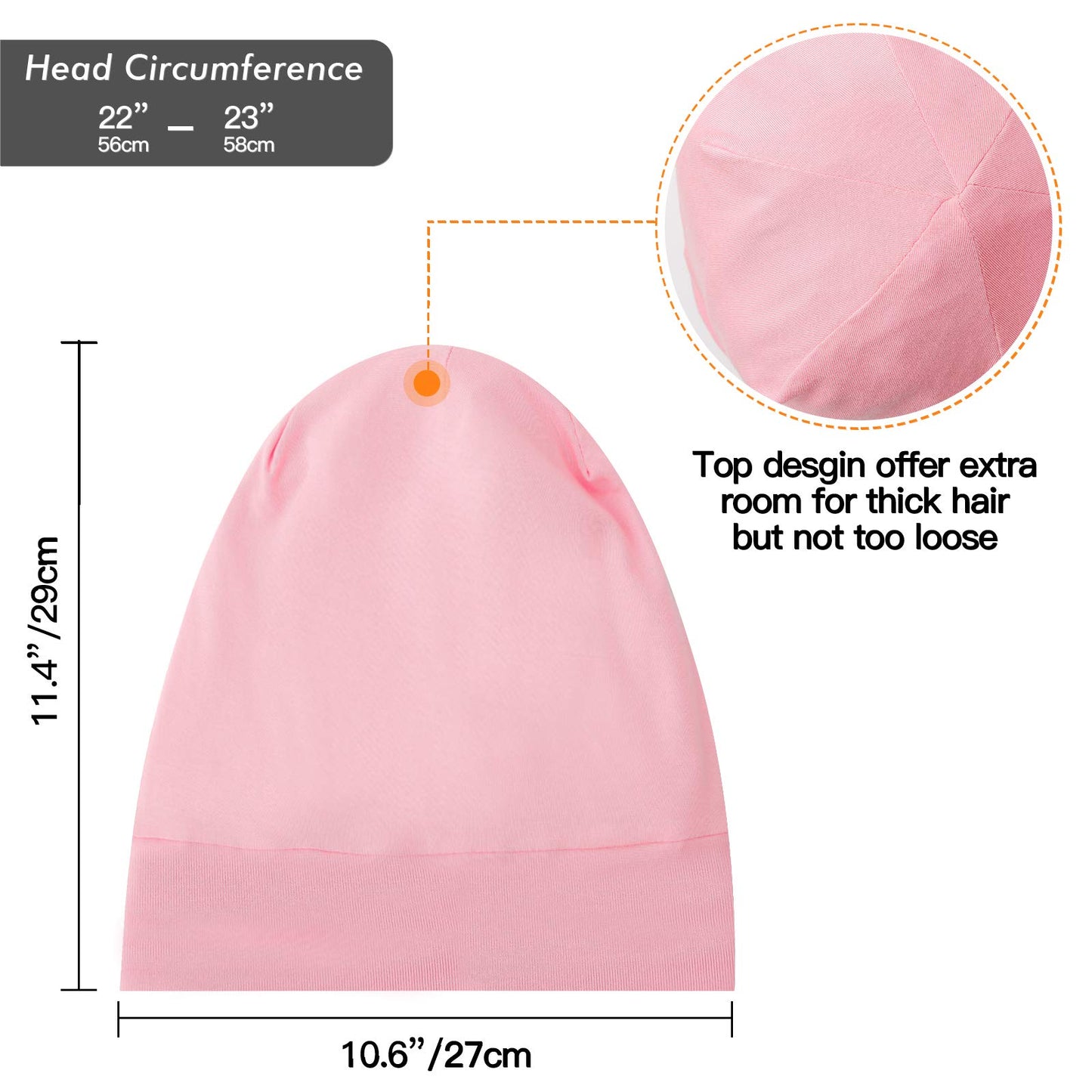 Silk Satin Lined Bonnet Sleep Cap - Adjustable Stay on All Night Hair Wrap Cover Slouchy Beanie for Curly Hair Protection for Women and Men - Solid Pink