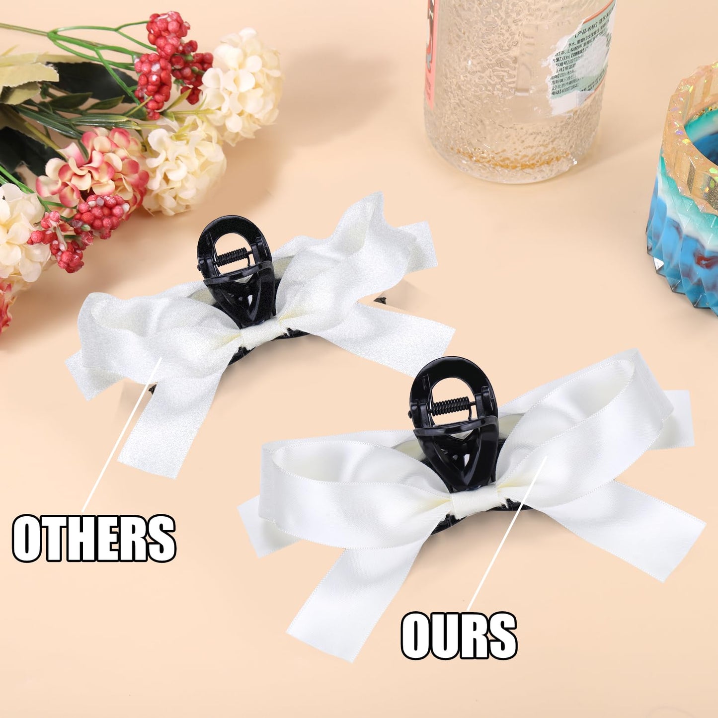 Vodolo Bow Hair Claw Clip for Women Girls,3PCS Nonslip Big Bows Hair Claws Barrette for Thick Thin Hair (Black +White)