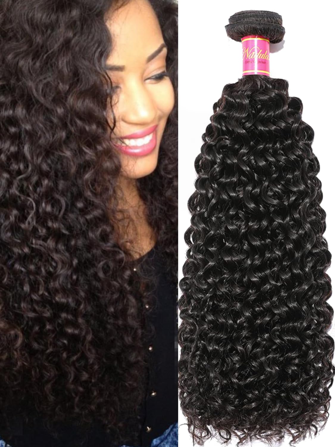 Nadula Hair Malaysian Curly Human Hair Weave 1 Bundles 16 inches, 100% Unprocessed Virgin Jerry Curly Human Hair Weft Extensions for Women Natural Color