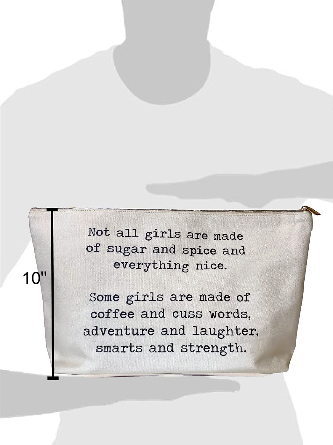 Jules Natural Canvas Extra Large Makeup Zipper Bag Not All Girls Are Sugar And Spice (Large - Extra Wide)