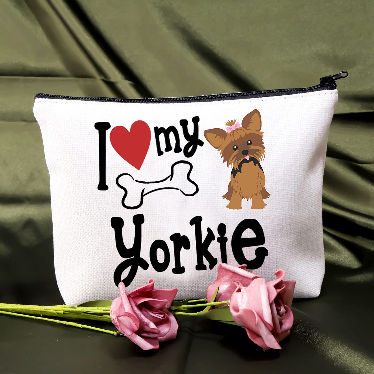 Yorkie Gift Yorkshire Terrier Puppy Dog Lover Cosmetic Makeup Bag Love Gift I Love My Yorkie Waterproof Travel Pouch For Yorkie Lover Owner Yorkie Mom Gift,I love Yorkie,Beauty is My Business B