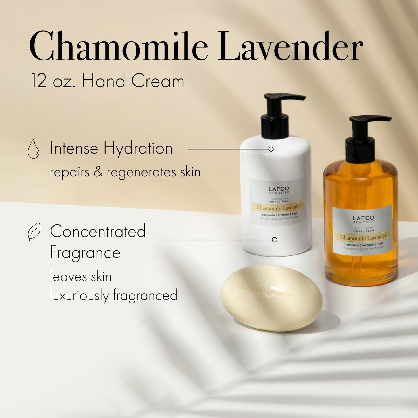 LAFCO New York Hand Cream, Chamomile Lavender - 12 oz - Restores & Repairs Skin - All Skin Types - Hypoallergenic, Synthetic Free & Cruelty Free - Made in Italy