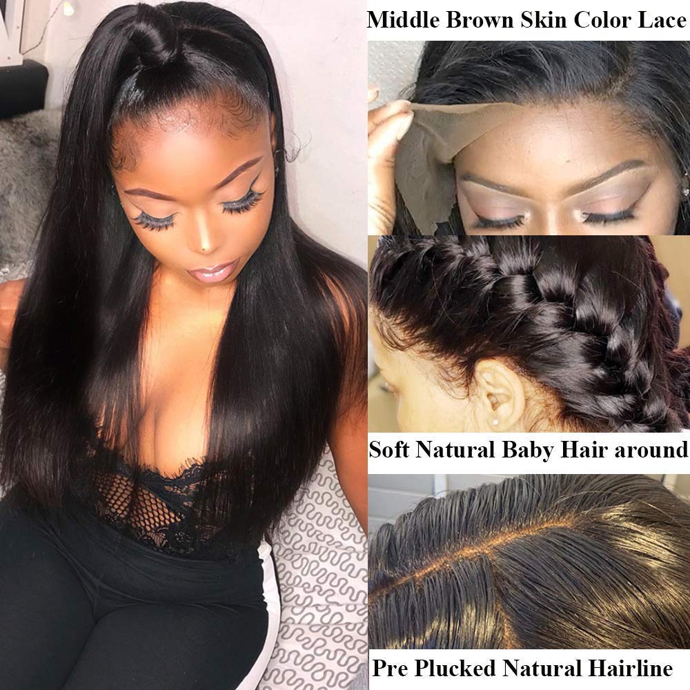 QTHAIR 14A Ear to Ear Lace Frontal 13x4" Full Lace Straight Hair Frontal 150% Density Free Part Indian Virgin Straight Human Hair Lace Frontal Pre Plucked Baby Hair 12inch