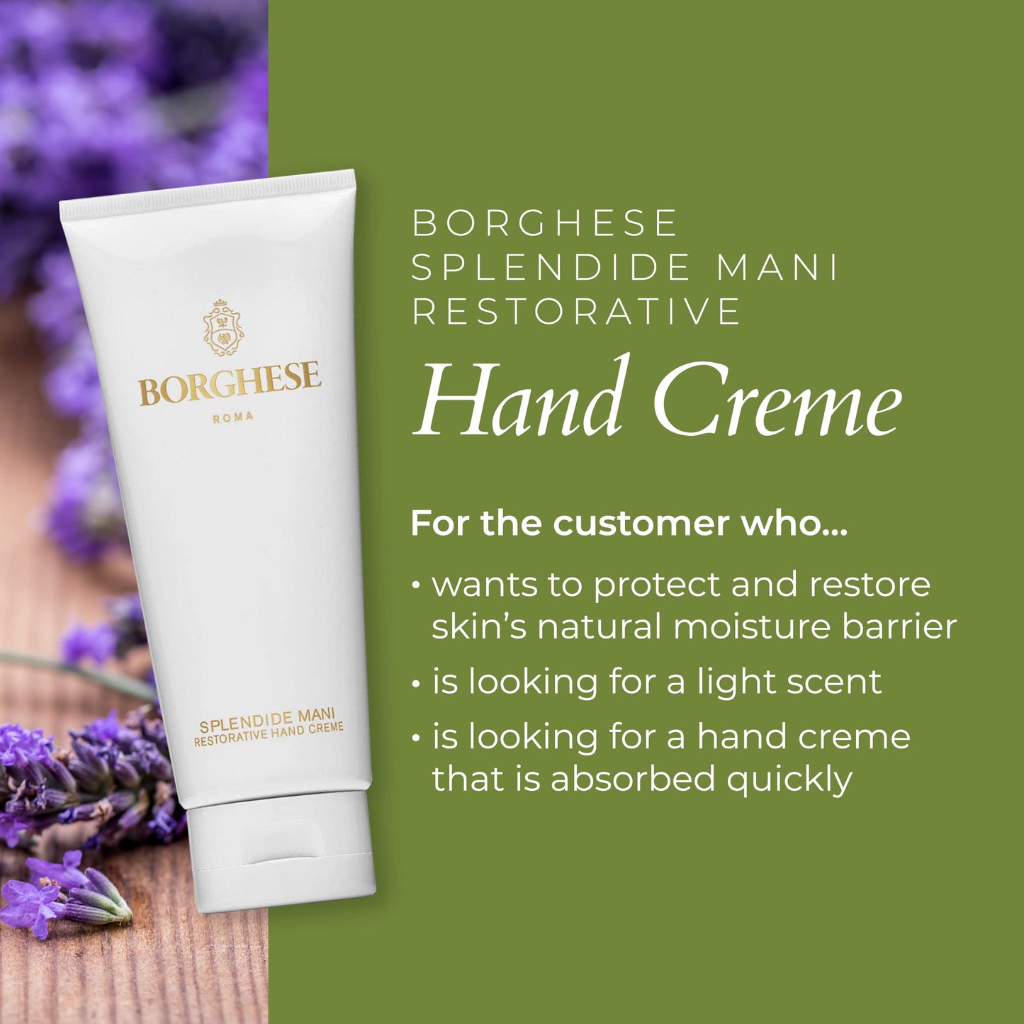 Borghese Splendide Mani Restorative Hand Creme - Hand Cream For Dry Hands - 3.4 FL Oz