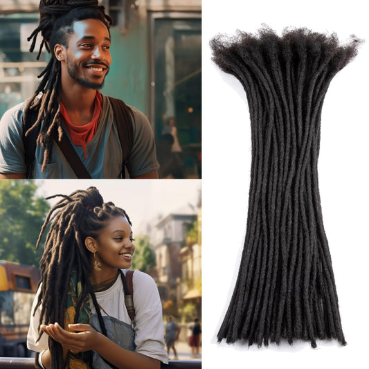 Teresa 18 Inch 0.2cm Width Loc Extension Human Hair Natural Black 40 Strands Full Hand-made Permanent Locs Extensions Can Be Dyed and Bleached for Men/Women/Kids Real Dreadlock Extensions Human Hair