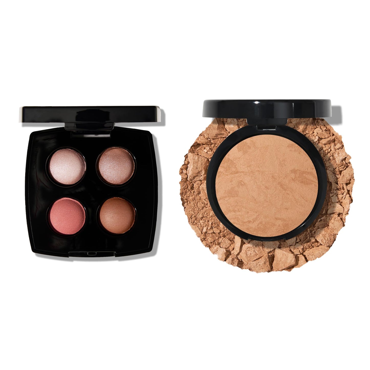 LAURA GELLER NEW YORK Baked Balance-n-Brighten Powder Foundation, Golden Medium + Baked Eyeshadow Quad, Pink Buttercream