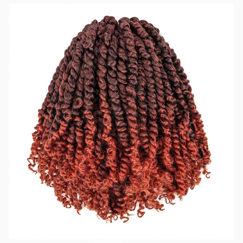 Passion Twist Crochet Hair 8 Packs 12 inch Pre-twisted Short Bohemian Braids Synthetic Pre Looped Passion Twist Hair Extensions (12" T350, 8P)