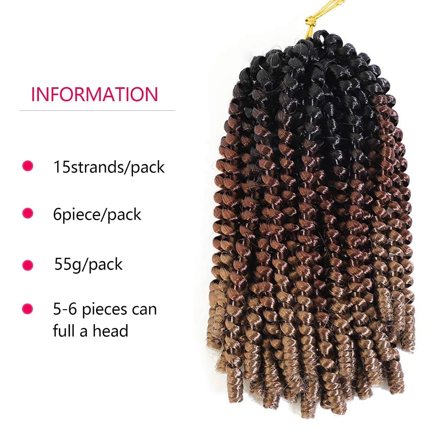 Spring Twist Hair Spring Twist Crochet Hair Spring Twist Braiding Hair 6 Packs 90strands For Passion Twist Butterfly Locs Crochet Braids Hair Synthetic Braiding Hair Extensions (12inches, T1B/30/27)