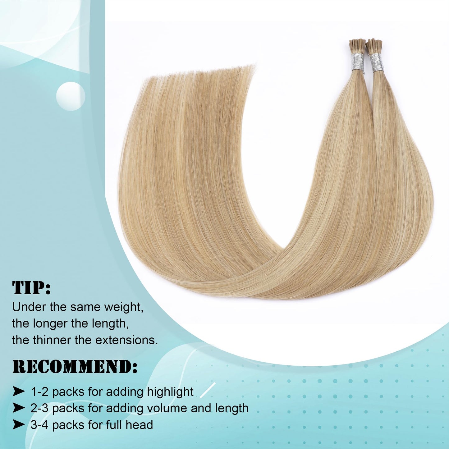 Blonde I Tip Extensions Human Hair #18/613 I Tip Hair Extensions Ash Blonde Highlight Bleach Blonde Itip Human Hair Extensions 20 Inch Highlights Itips for Women 50s 50g