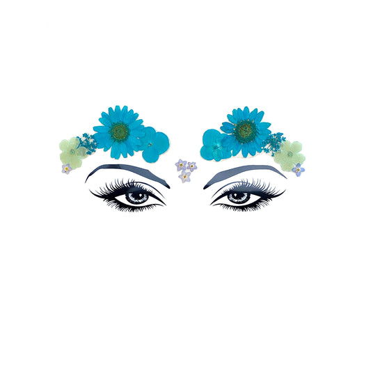 Neva Nude Spring Fling Blue White Real Dried Pressed Flower FaceStix Face Stickers Ready To Wear