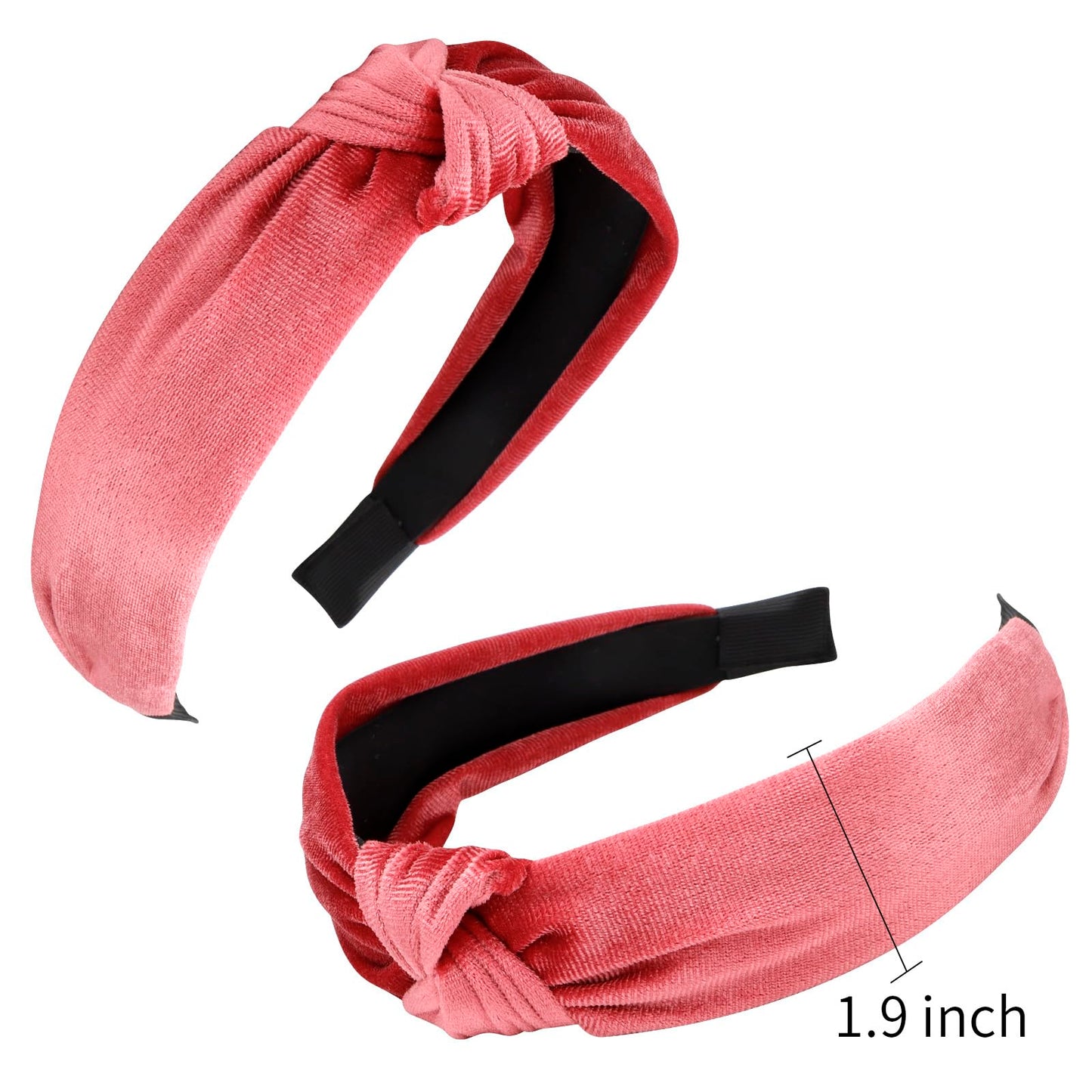 VELSCRUN Pink Red Brown Gray Headband Knotted Headbands for Women Headband Non Slip Wide Top Knot Head Bands Velvet Hair Bands for Womens Hair Accessories for Women Girls Gifts