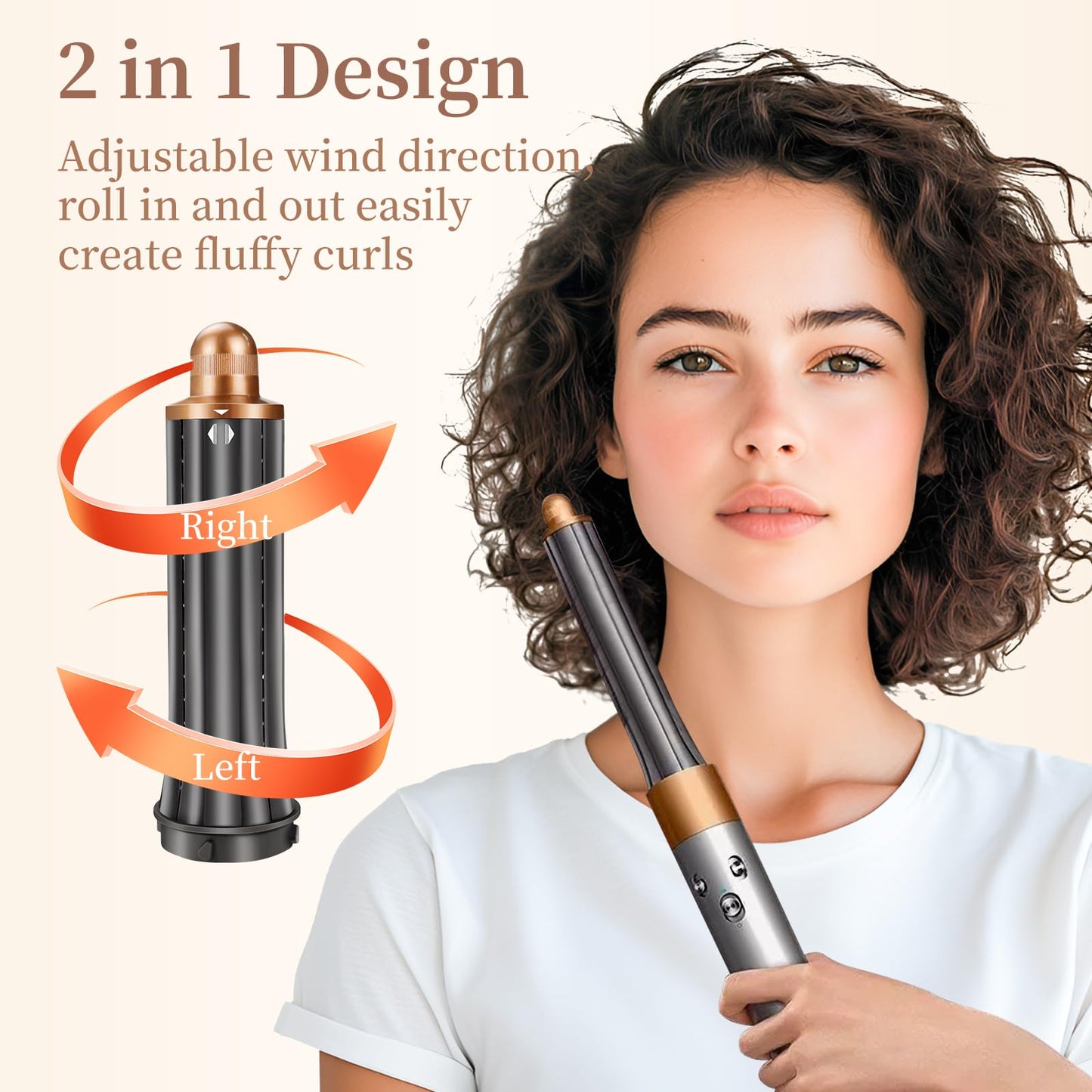 1.2 Inch/ 30MM Short Hair Curling Barrels for Dyson Airwrap Styler Attachment, 2 in 1 Styler Short Hair Barrels Automatic Curling Barrels for Dyson HS01 HS05, Gold