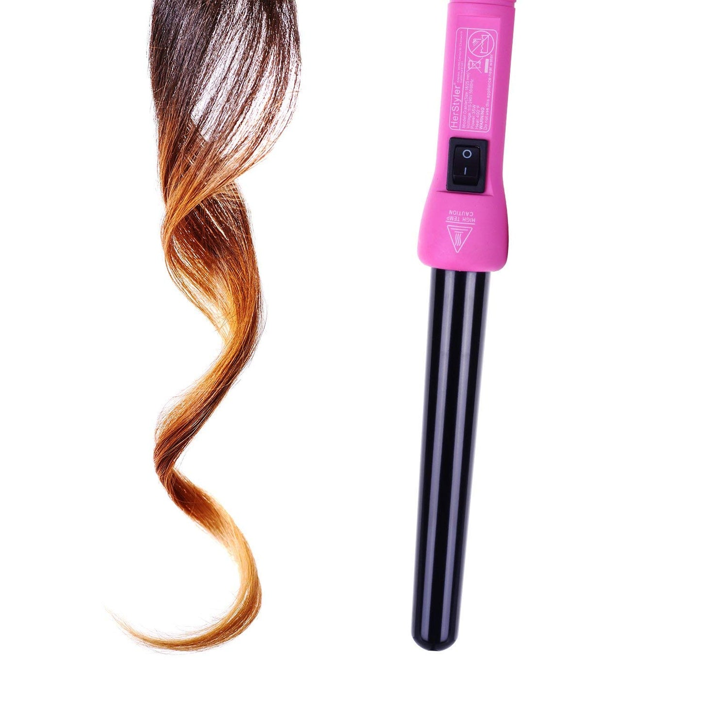 2 Pack Herstyler Colorful Seasons Ceramic Flat Iron (Pink) and Grande Curling Wand (Pink)