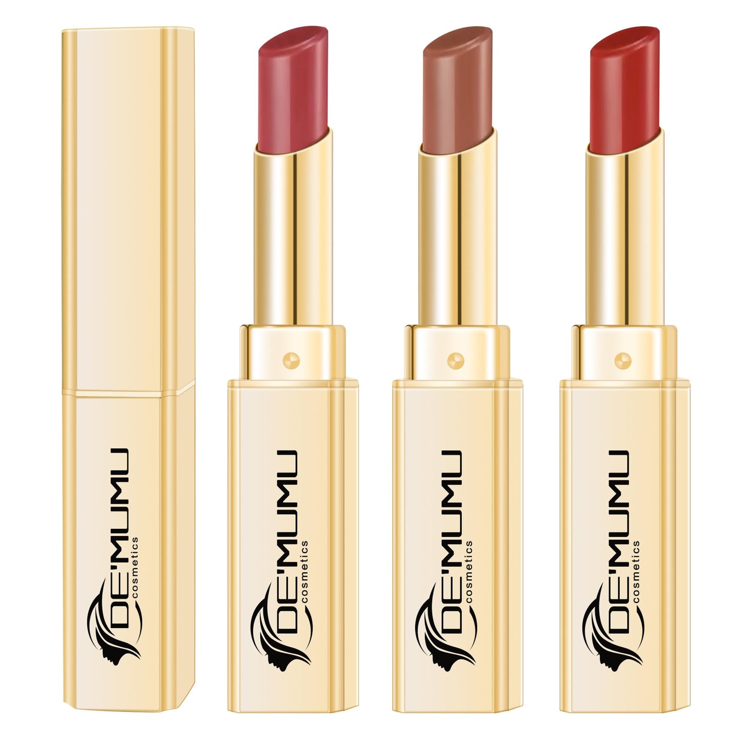 DE'MUMU 3Pc Hydrate Lipstick for Women Dark Red Brown Berry Moisture Lipstick Lip Gloss Long Lasting Lipsticks for Dry Lips,DM68/72/101