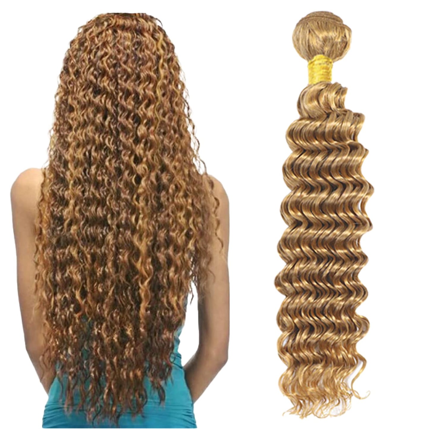 Honey Blonde Bundles Deep Wave Human Hair 24inch 1 Bundle Blonde Deep Wave Bundles Human Hair Bundlles 613 Bundles Blonde Bundles Brazilian Unprocessed Virgin Hair Wet and Wavy Human Hair Extensions