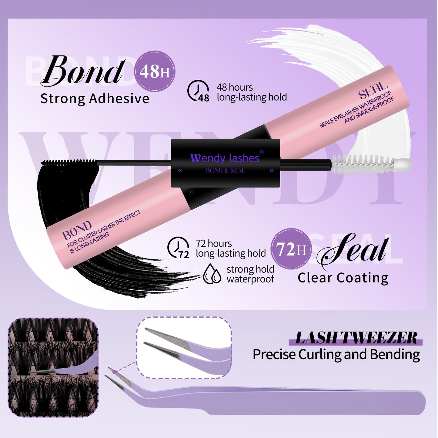 Lash Clusters Kit With Bottom Lashes 60/80/100/200D 3D Effect DIY Lash Extension Kit 12-18mm Multi-types Individual Lashes Bond and Seal, Spike, Volume Lashes Kit Lash Applicator(100/200 3DKit)