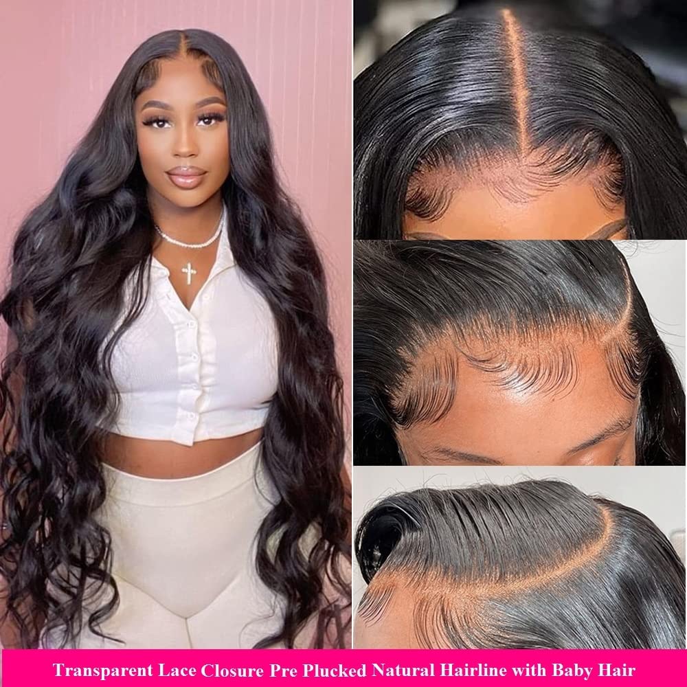 10A Brazilian Body Wave Bundles with Closure Human Hair 22 24 26 with 20 Inch Human Hair Bundles with Closure Body Wave 100% Unprocessed Remy Virgin Human Hair Weave 3 Bundles with HD Lace Closure