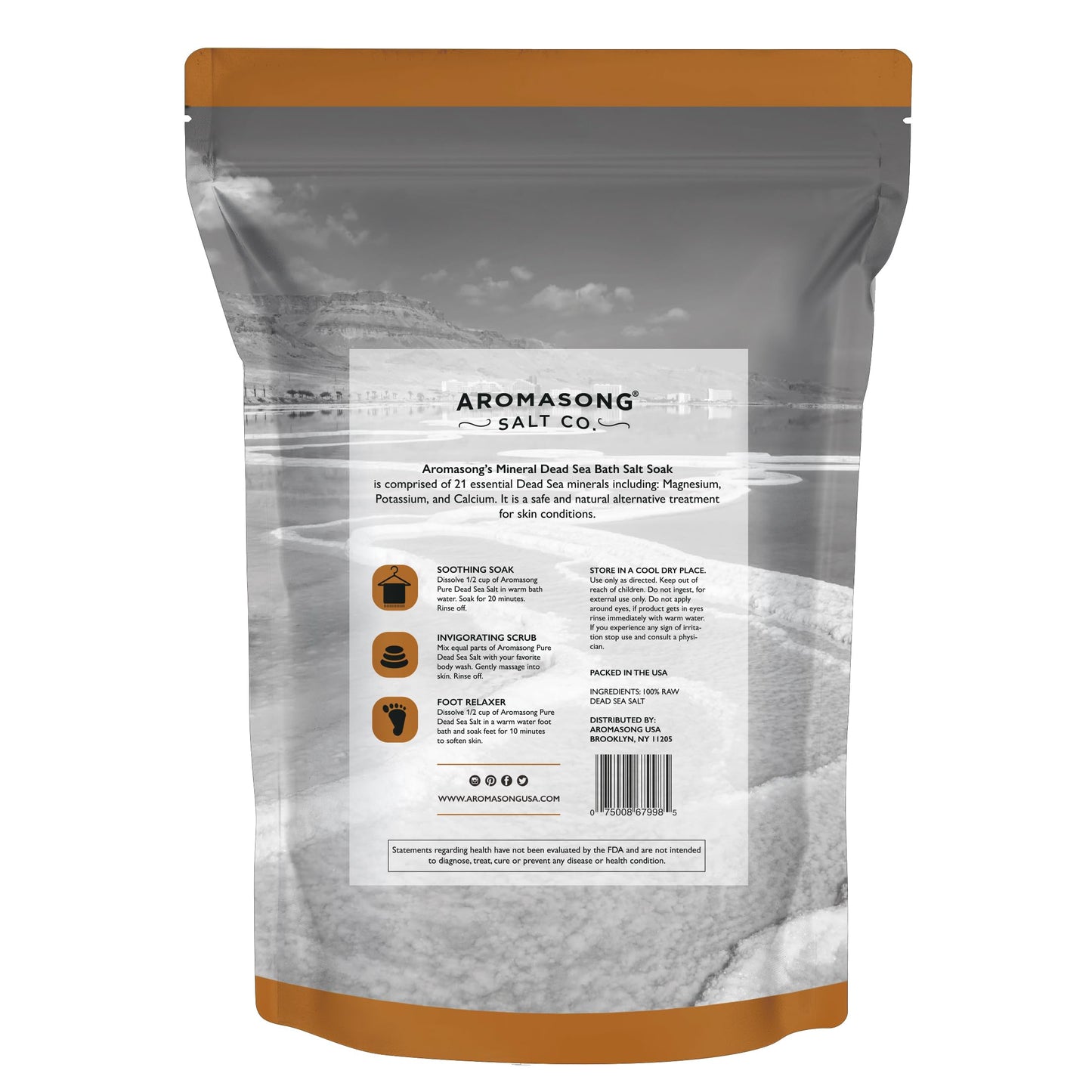 19 lbs Raw Dead Sea Salt Not Cleaned - Still Contains All Dead sea Minerals Including Dead sea Mud - Fine Medium Grain Bath Salt Large resealable Bulk Pack (packaging may vary)